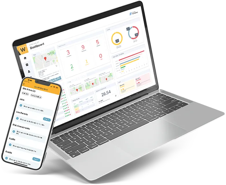Laptop and smartphone showing a Work Wallet dashboard