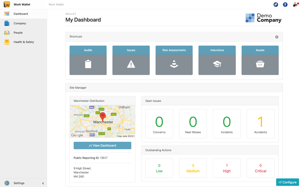Health and Safety Software Dashboard