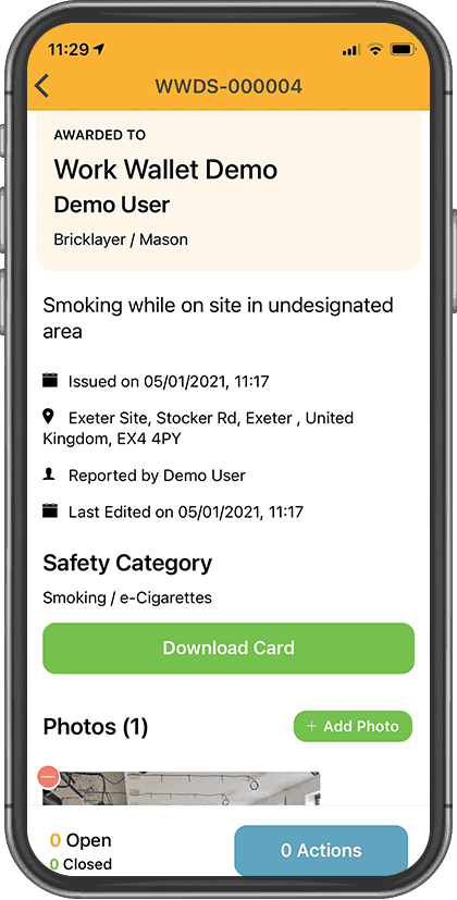 Safety card app software