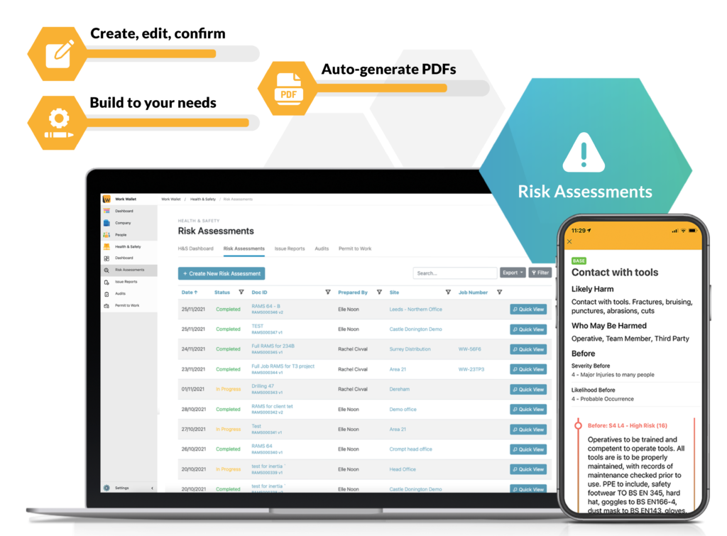 Risk Assessments health and safety features