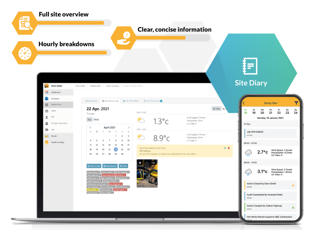 Digital Site Diary health and safety features