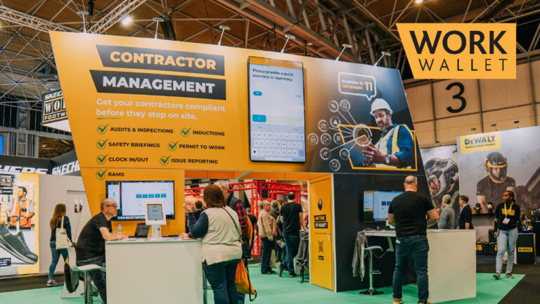 Work Wallet exhibition stand showcasing contractor management solutions