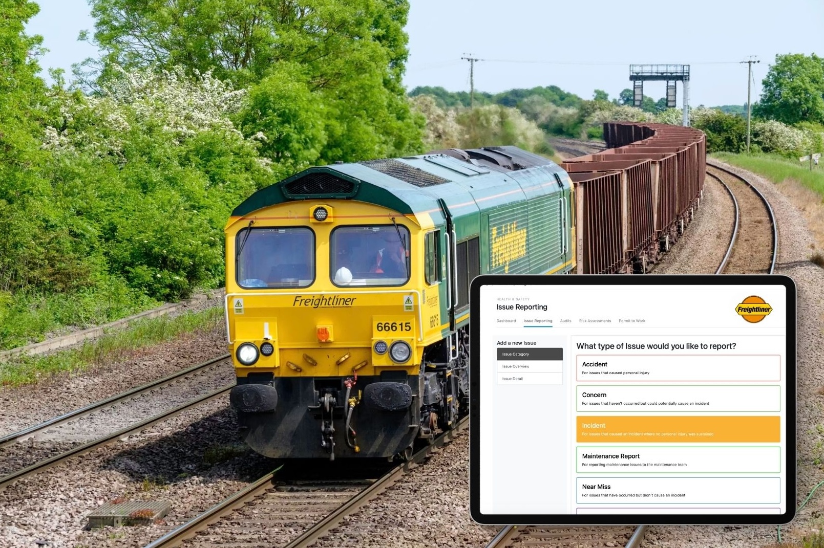 Freightliner train with work wallet iPad