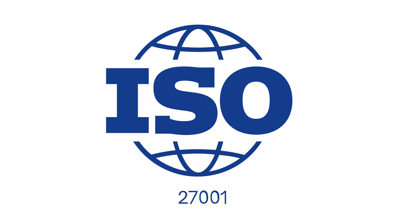Blue ISO 27001 certification logo