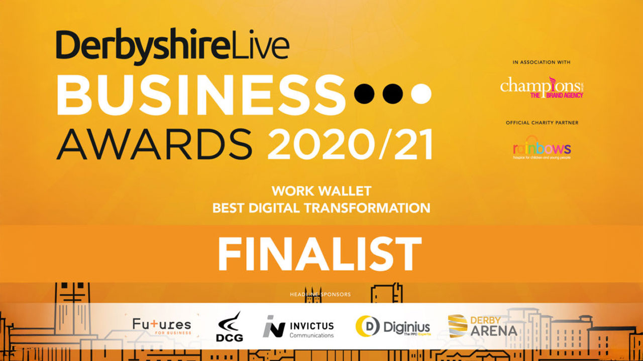 Business Awards 2020/21 banner image showing Work Wallet is a finalist