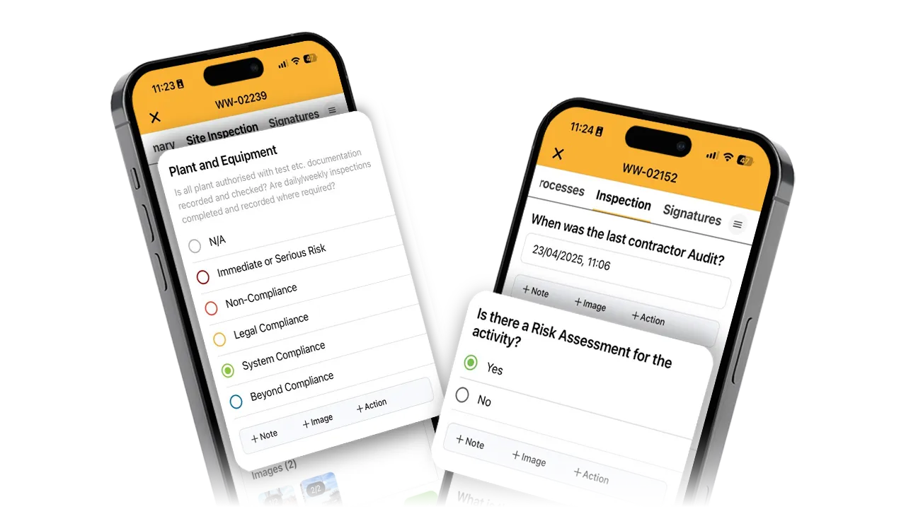 Work Wallet inspection forms on mobile for equipment safety and compliance checks