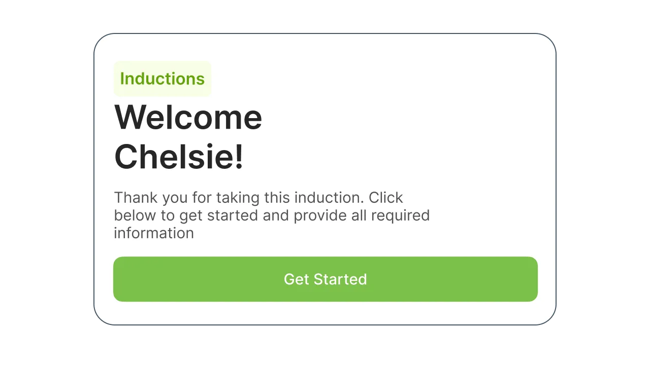 Welcome screen for a Work Wallet induction