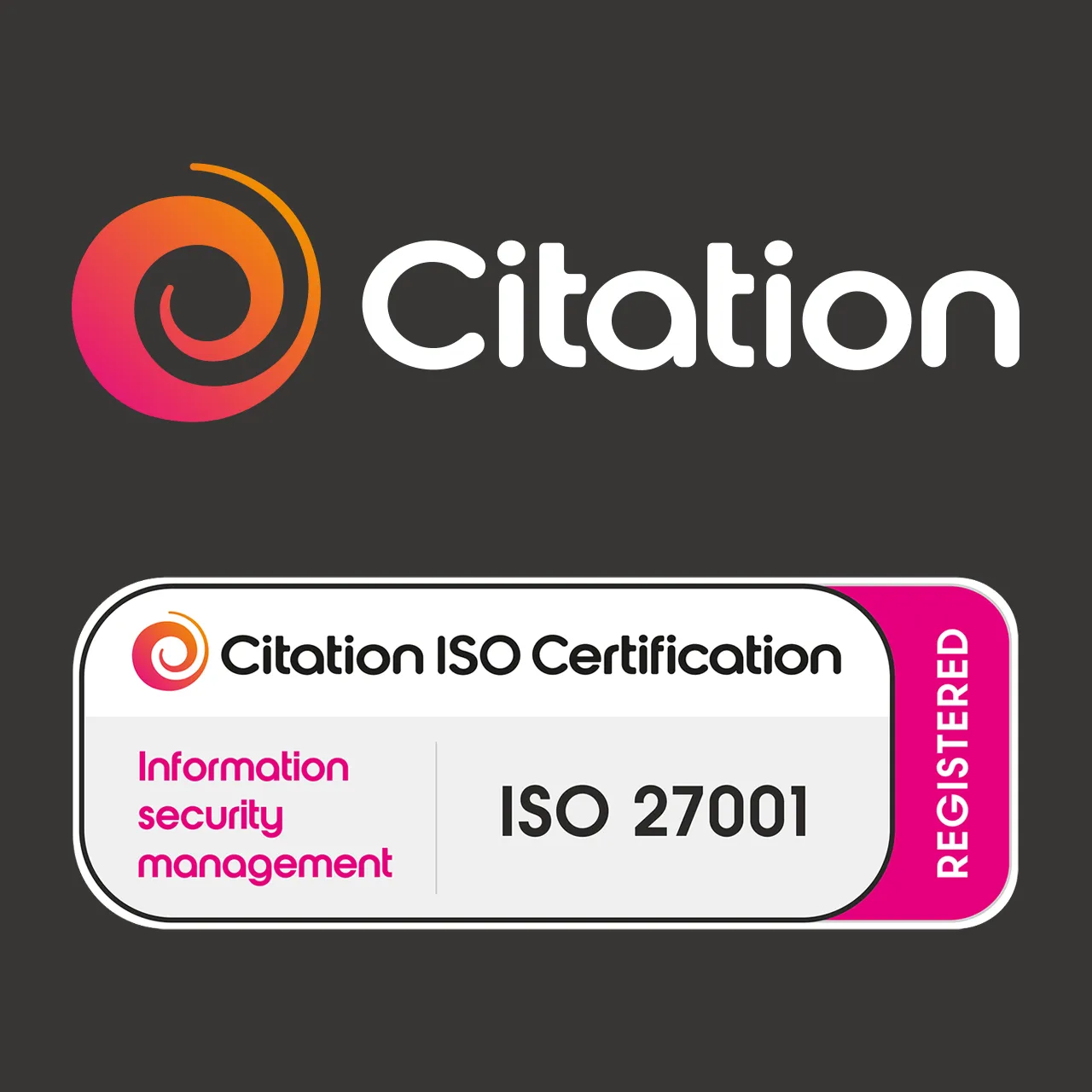 Citation ISO 27001 certification logo for information security management